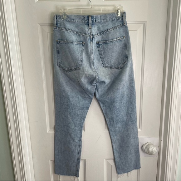 AGOLDE Light Blue Ripped Straight Buttonfly Jeans Size 24 ladies distressed chic - Picture 5 of 6